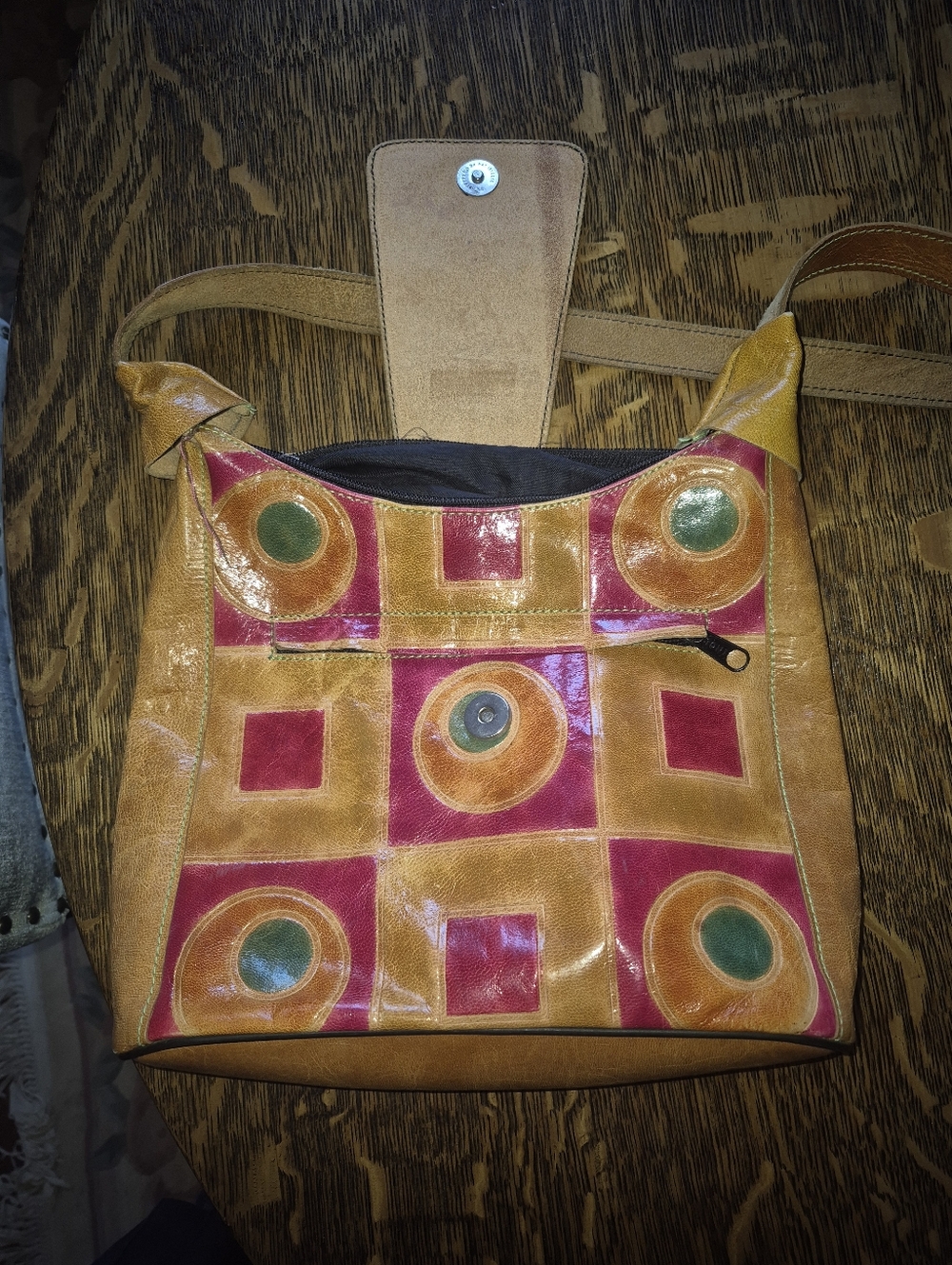 Vintage Patchwork Leather Boho Crossbody Bag - Picture 5 of 6